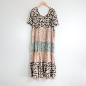 NATURAL LIFE Floral Patchwork Maxi Dress - Black, Pink, Blue